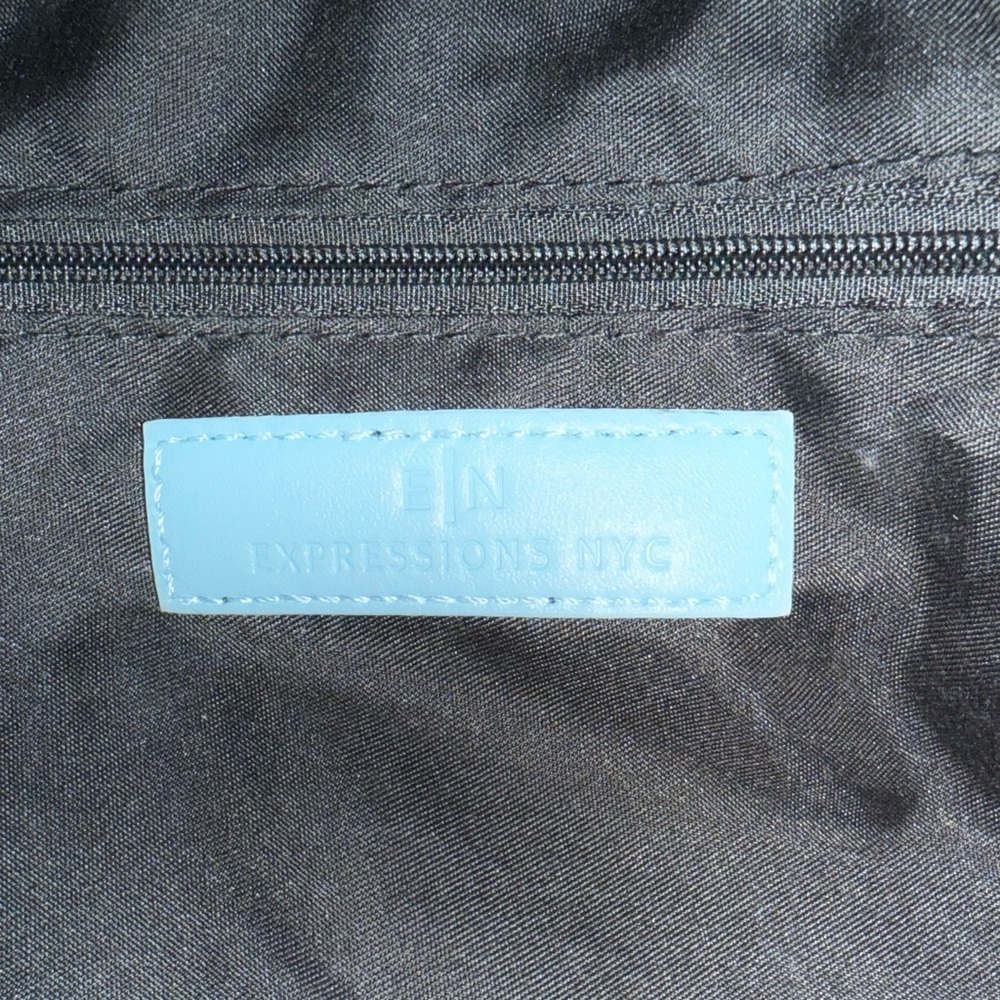 Expressions NYC Slouchy Pleated Powder Blue Crossbody Shoulder Bag w Link Strap - Picture 11 of 13